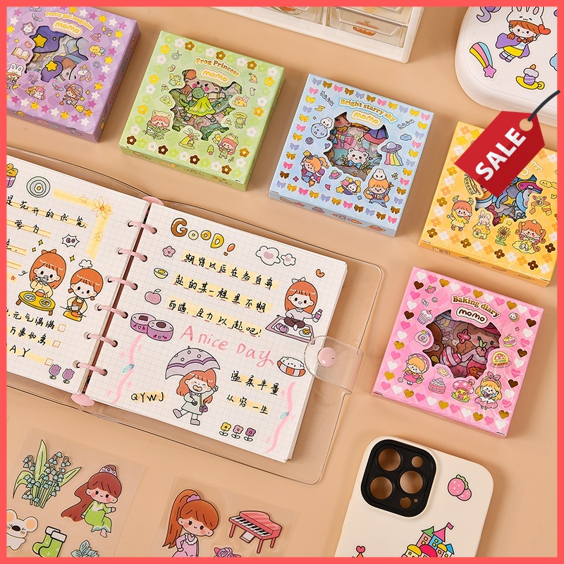 Jual MOMO Stiker Korea Lucu isi 100 Lembar Viral Sticker Deco Aesthetic ...