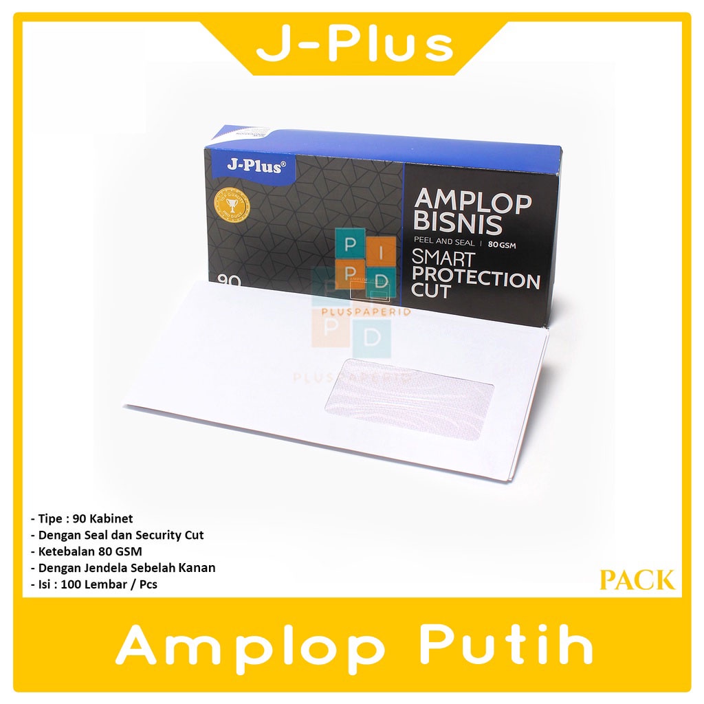 Jual JPLUS - Amplop Putih Polos Jendela Kanan No.90 Window Biru - pack ...