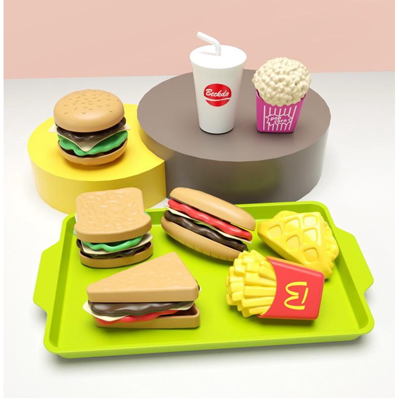 Jual [LOGU] Mainan pretend play fast food, Mainan burger french fries ...