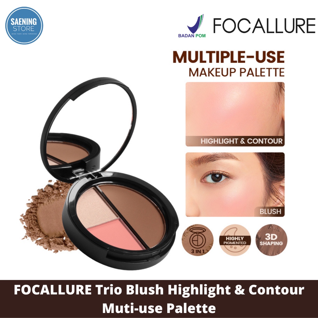 Jual FOCALLURE Trio Blush Highlight & Contour Muti-use Face cosmetic ...