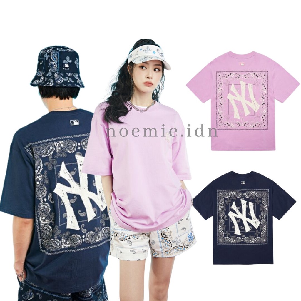 Jual MLB Korea Cube Monogram Over Fit T-Shirt - NY Yankees