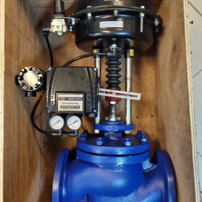 Jual Flow control valve 4 inch Dn 100 pn 16 dp 33 ari faba actuator ...