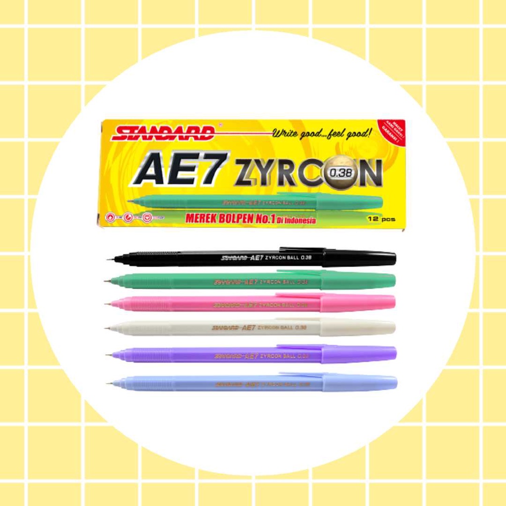 Jual Standard Pen AE7 Zyrconball 0 38 Isi 12 Pcs Pulpen Pena