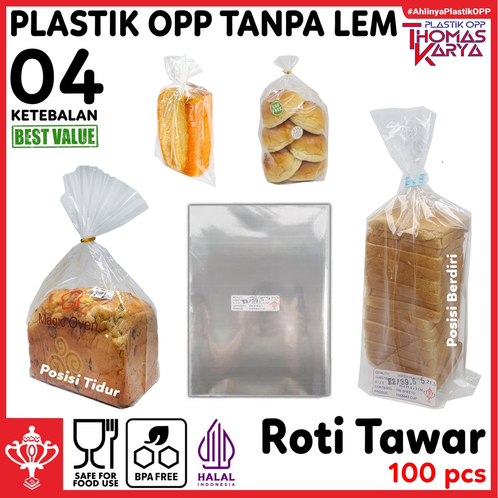 Jual Plastik Opp Roti Tawar Isi 100 Kantong Bening Kemasan Bakery Jumbo