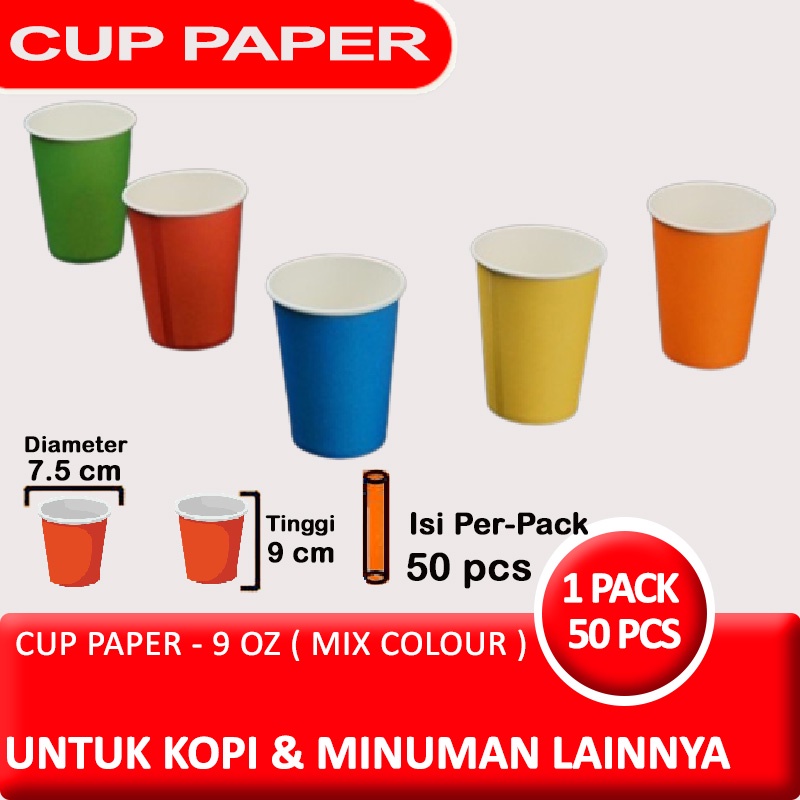 Jual Hot Paper Cup Colour / Gelas Kertas Mix Warna 9 Oz (250ml) - Tanpa ...