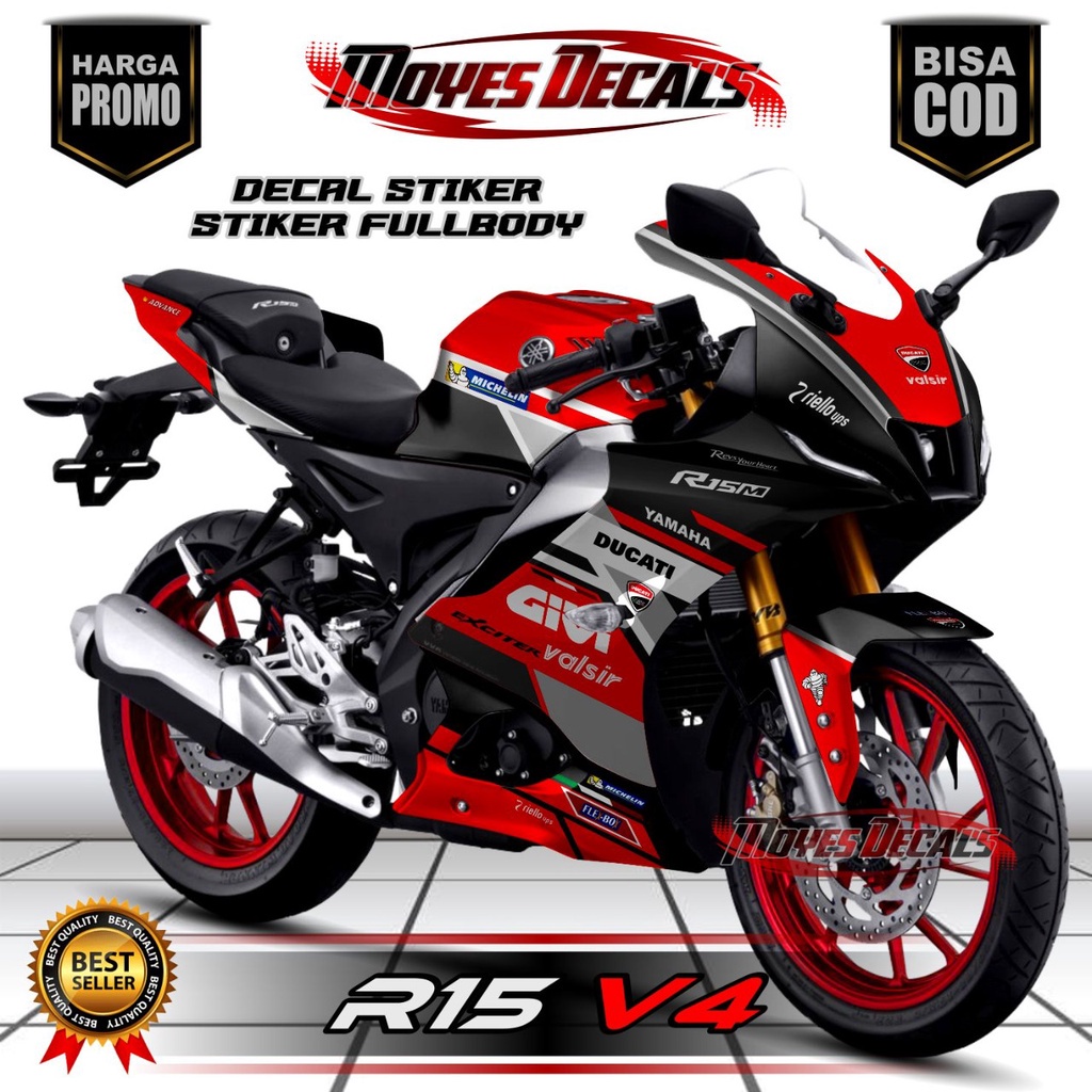 Jual Decal R15 V4 Motif Racing Warna Merah | Shopee Indonesia