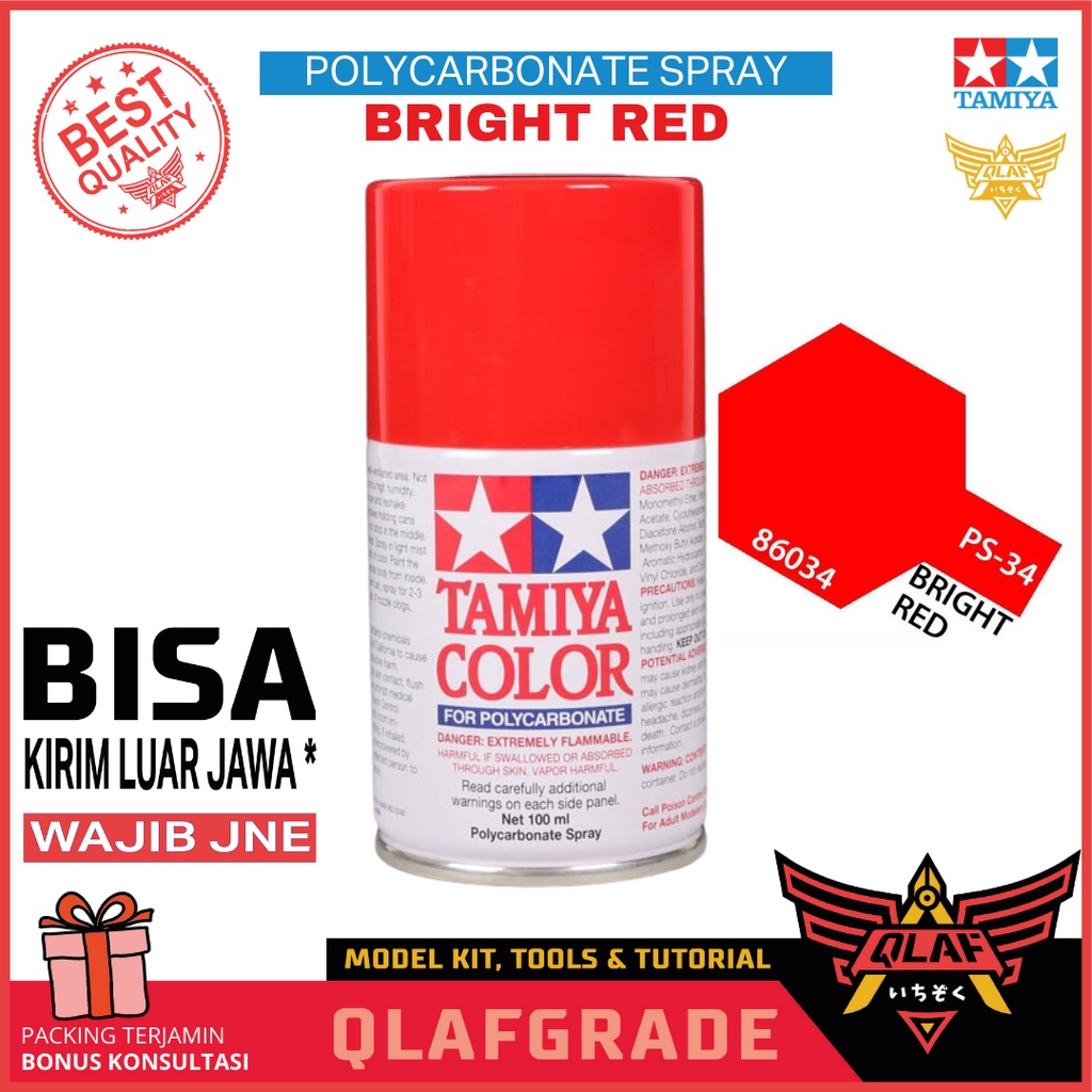 Jual PS-34 BRIGHT RED Tamiya Polycarbonate Spray Paint PS 34 color RC ...