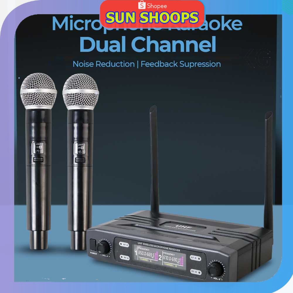 Jual SUN SHOOPS - AOIE Microphone Karaoke Dual Channel Handheld ...