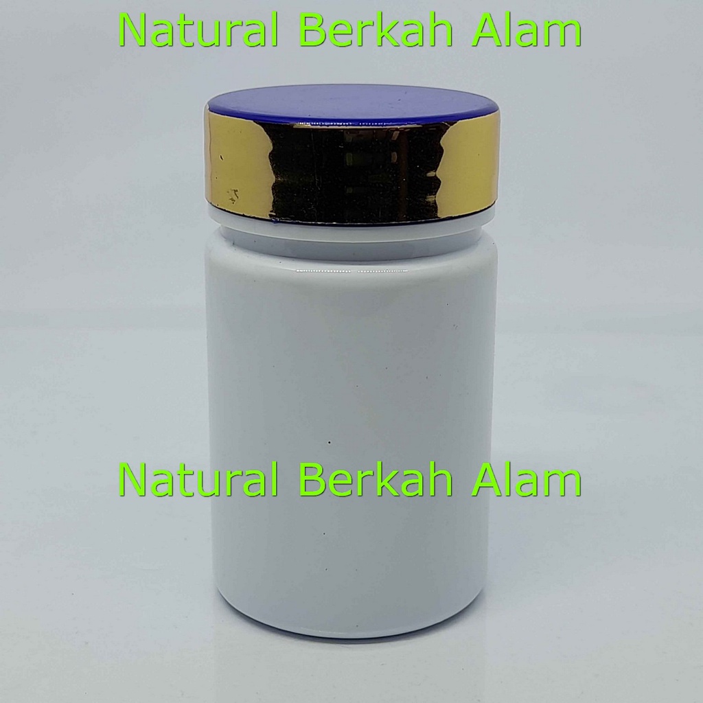 Jual Botol 60 ml PS Putih Cap List Emas / Botol Obat / Botol Kapsul ...