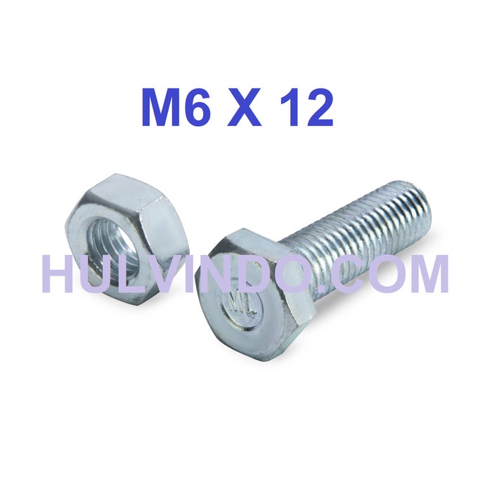 Jual BAUT MUR HEX PUTIH M6 X 12 / BMP / BAUT HEXAGON / BOLT NUT ...