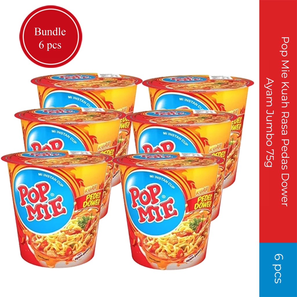 Jual Pop Mie Kuah Rasa Pedas Dower Ayam Jumbo 75gr 6 Pcs Shopee