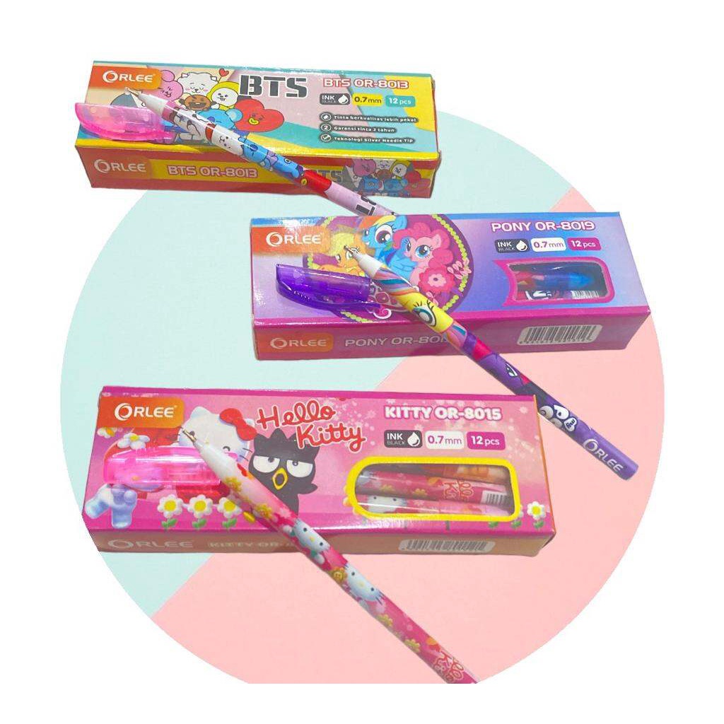 Jual Bolpoin 1 lusin Murah || Pulpen Karakter Hello Kity /Bts/Pony