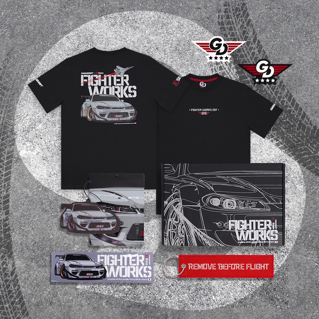 Jual Garasi Drift Tshirt Fighter Works Edition Black Merchandise