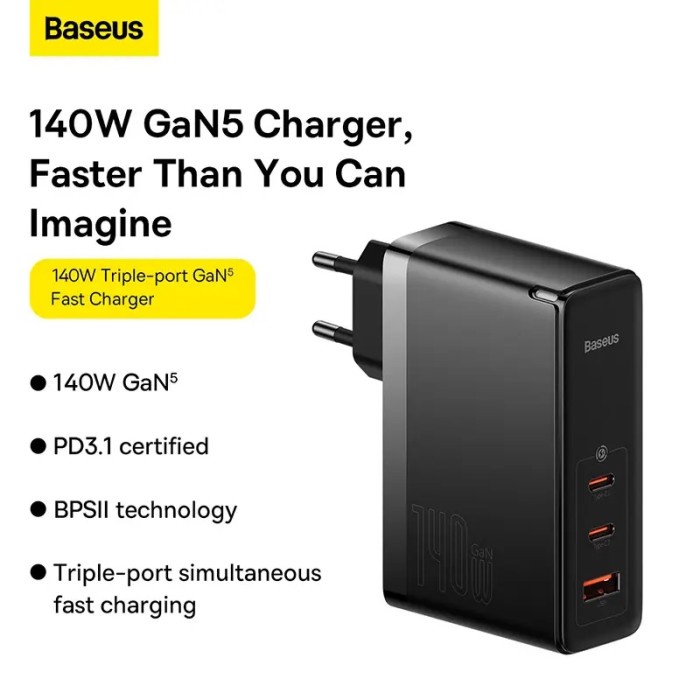 Jual Baseus GaN5 Pro Fast Charger Laptop Notebook 2C+U 140W + Cable C ...