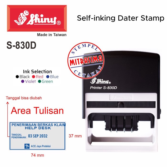 Jual Stempel Shiny S-830D ( S830D persegi dengan tanggal Tipe S 830D ...