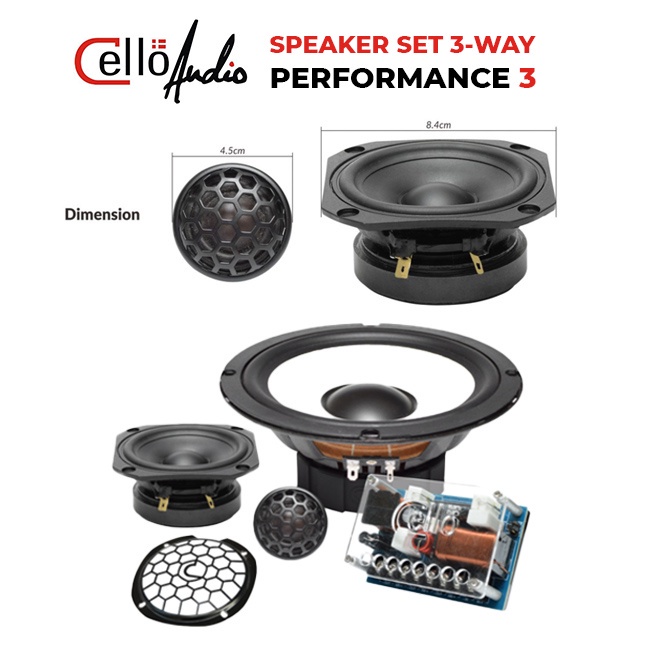 Jual Speaker Split Component 3 Way Cello Performance 3 (Midbass ...