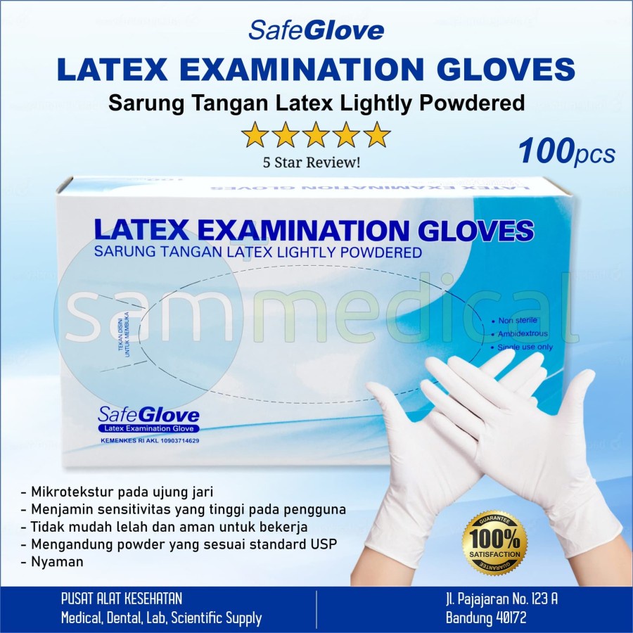 Jual Safe Glove Sarung Tangan Latex Lightly Powdered Box Biru