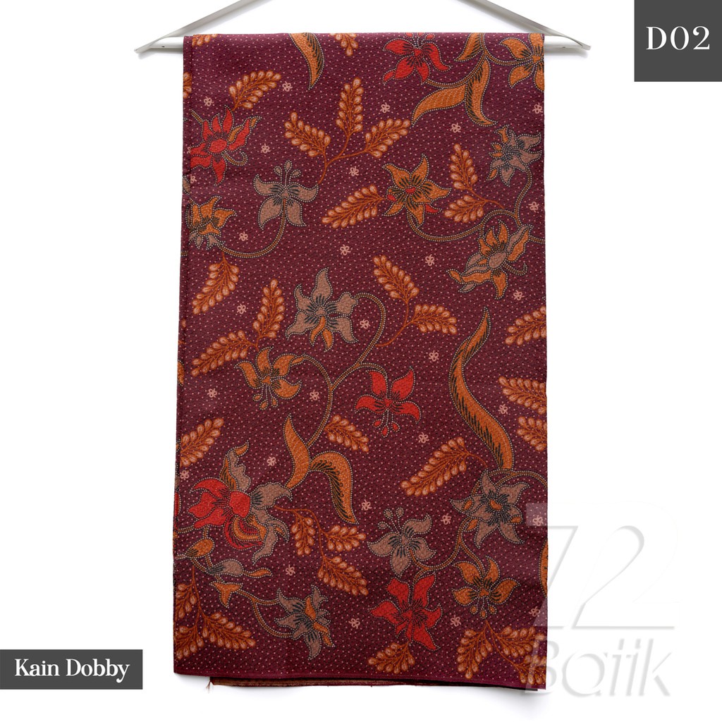 Jual Kain Batik Premium Dobby Motif Kembang Warna Merah Maroon Marun