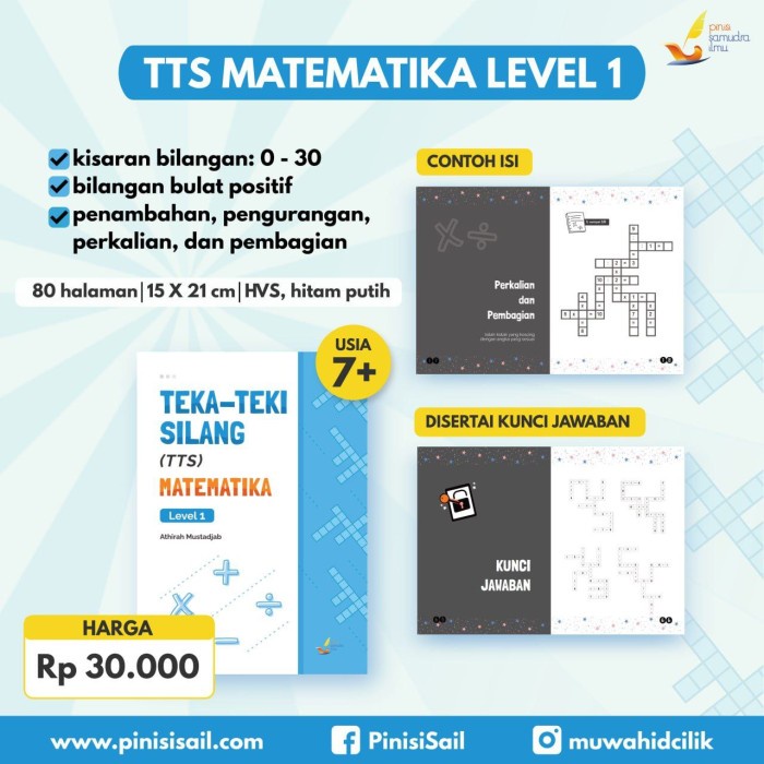 Jual Buku Teka-Teki Silang TTS Matematika Level 1 - 2 - 3 I By Pinisi ...