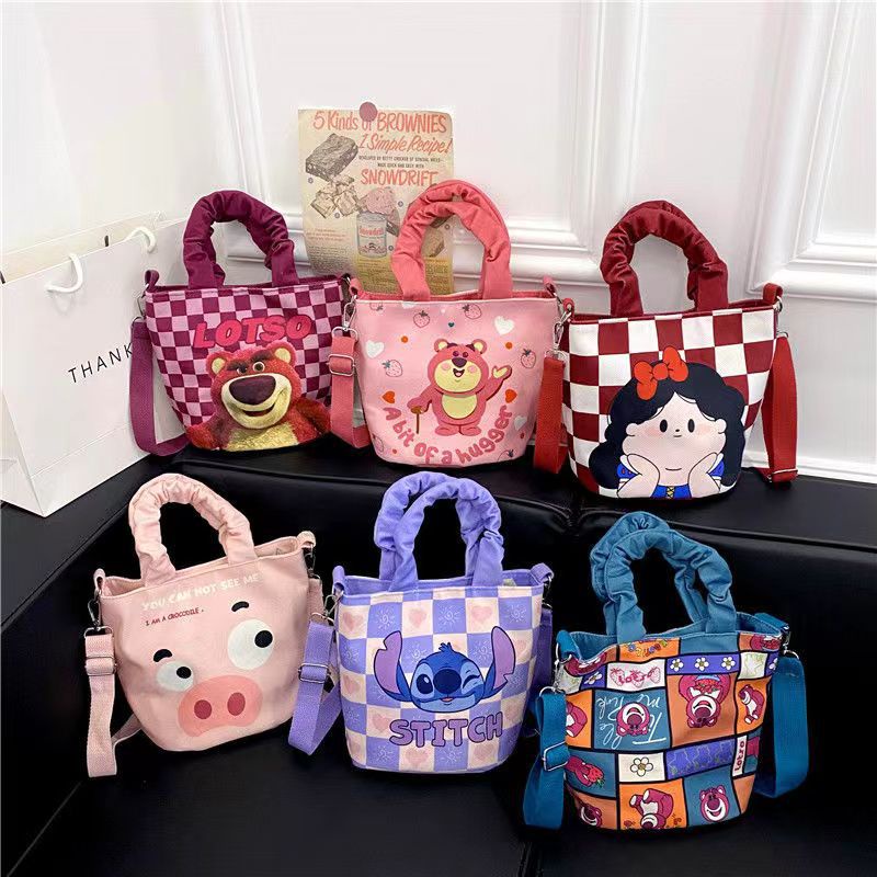 Jual Totebag Selempang Wanita Stitch Lotso Daisy Duck Kartun Tas Trendy Karakter Selempang