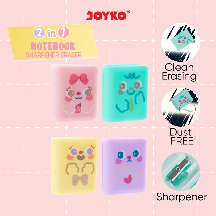 Jual Notebook Sharpener Eraser 2 in 1 Rautan dan Penghapus Joyko ER131