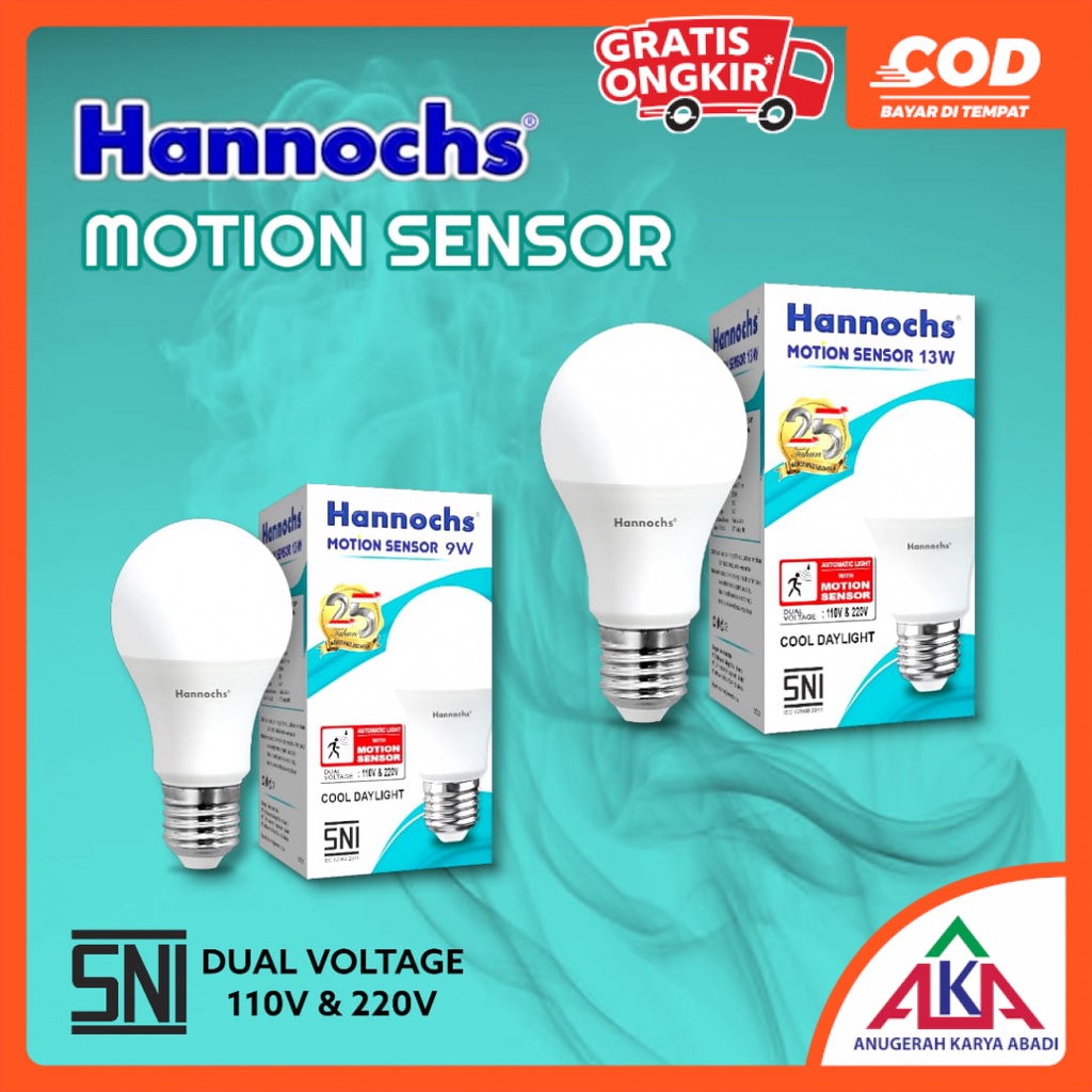 Jual Hannochs Bohlam Lampu Led Motion Sensor Gerak 9 13 Watt Sni