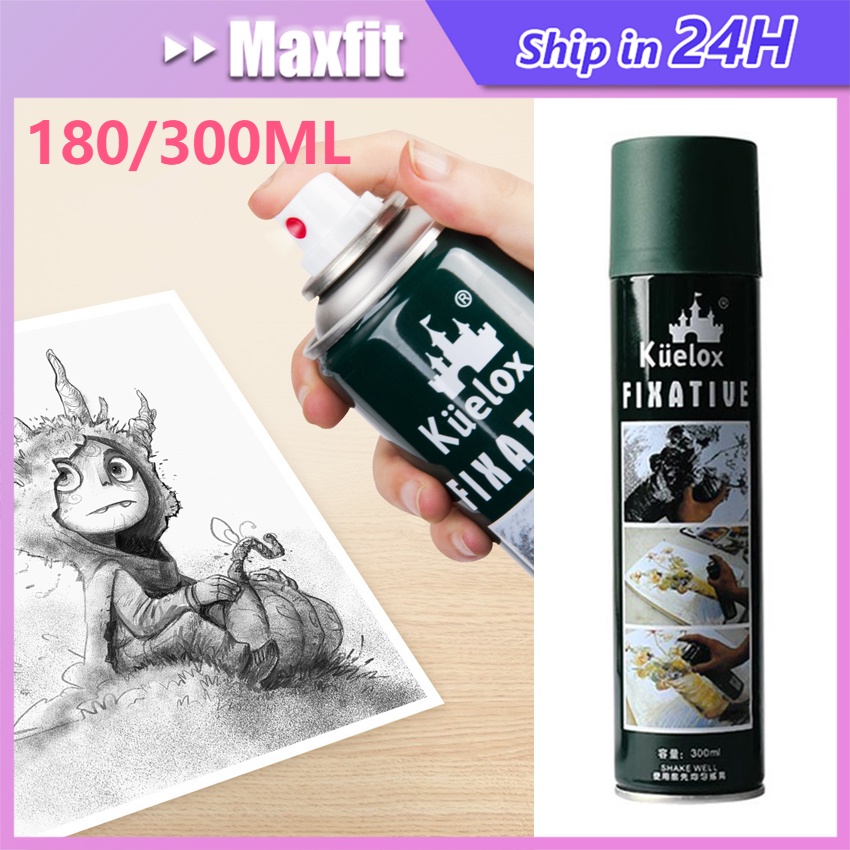 Jual 300ML KUELOX Fixative Spray Lukis Drawing Professional Spray