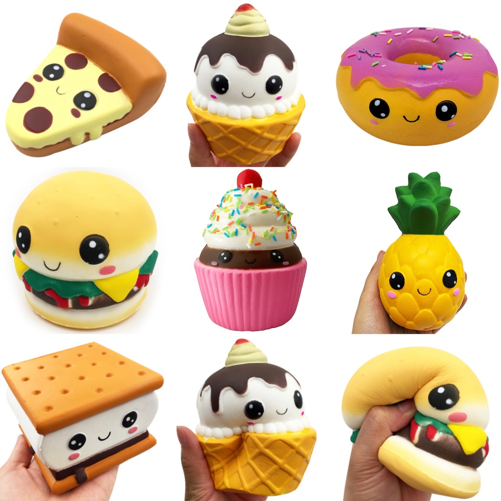 Jual Squishy Makanan food Kue Hamburger Es Krim Pizza Nanas Jumbo