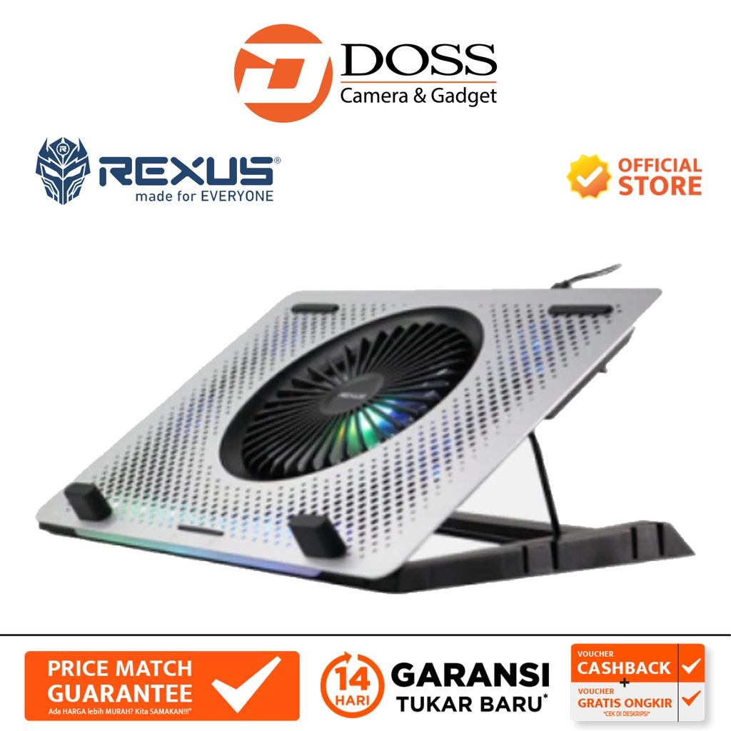 Jual Rexus Cooling Pad / Coolingpad Breeze B150 5 Fan With RGB | Shopee ...