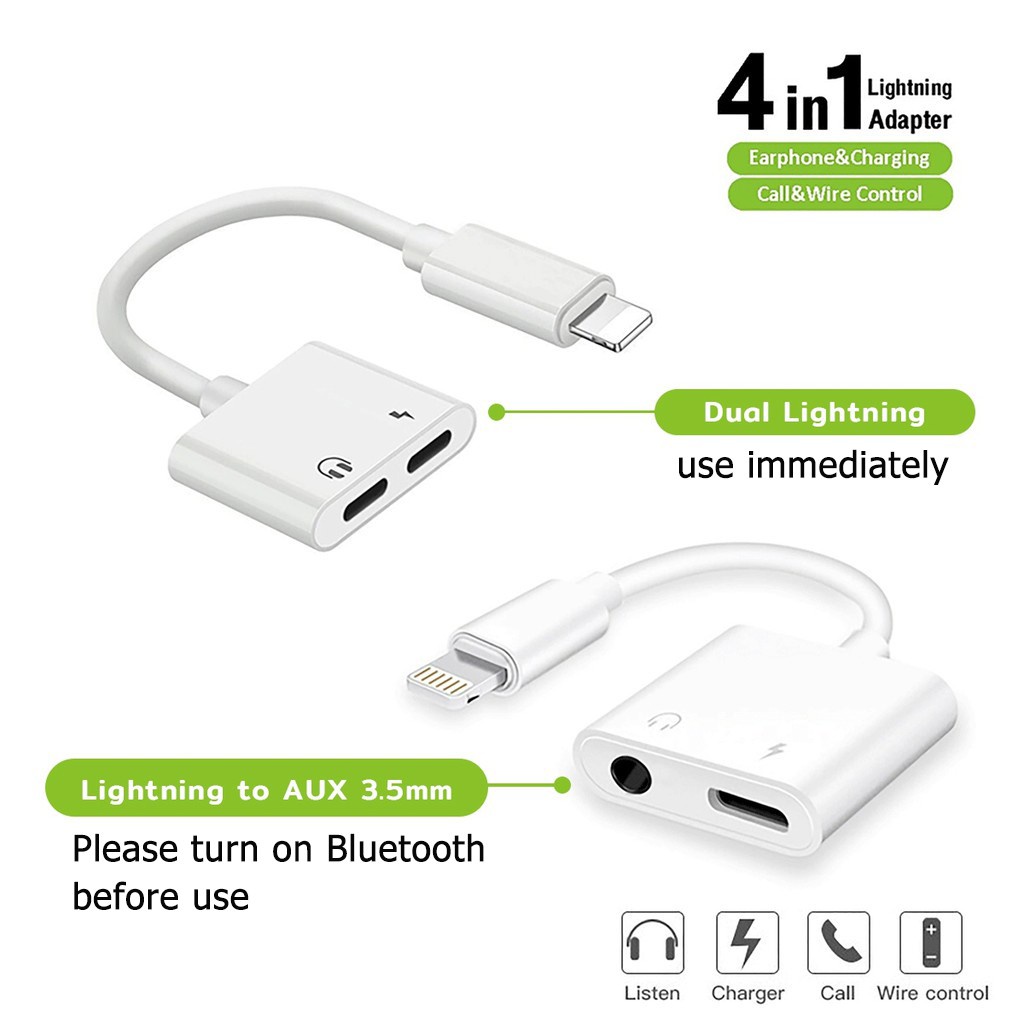 Audio Adapter Splitter Lightning Ke Aux Untuk Iphone X Xr 11 Pro  Xs Max