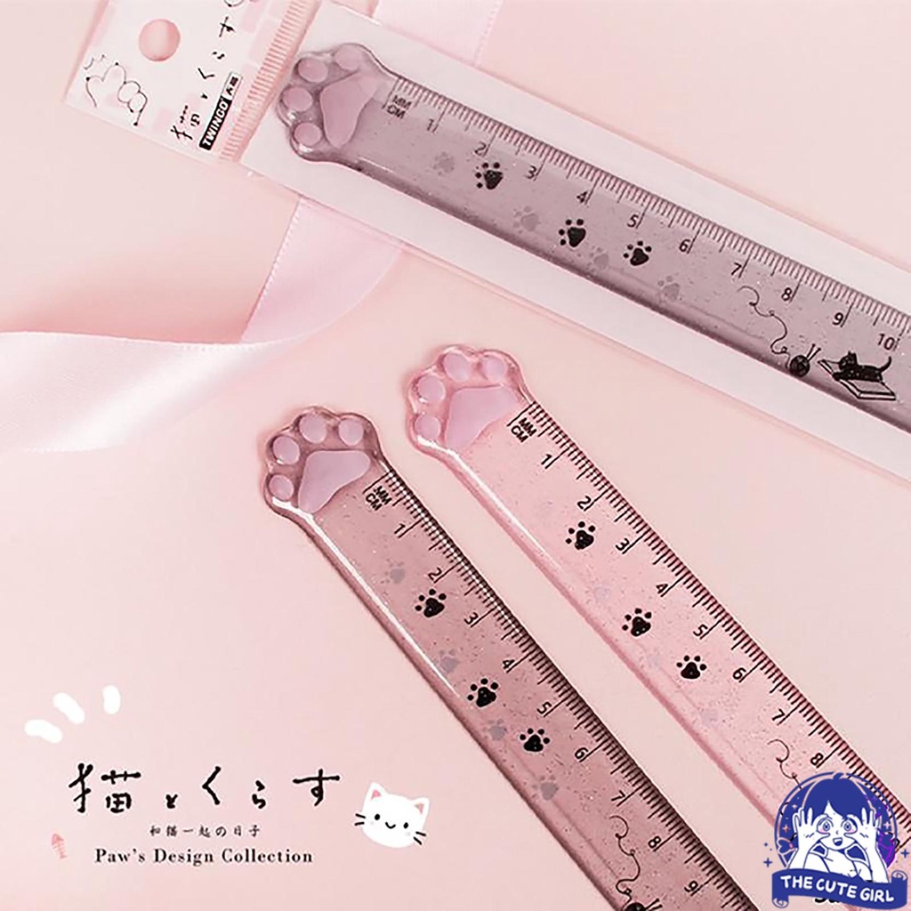 Jual Cute kucing Ruler Transparent Plastic Ruler Staight Ruler Accurate ...