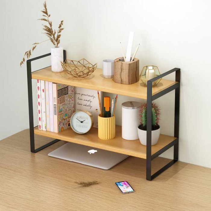 Jual GMGY Rak Buku Minimalis DIY Table Bookshelf Organizer Double Layer ...