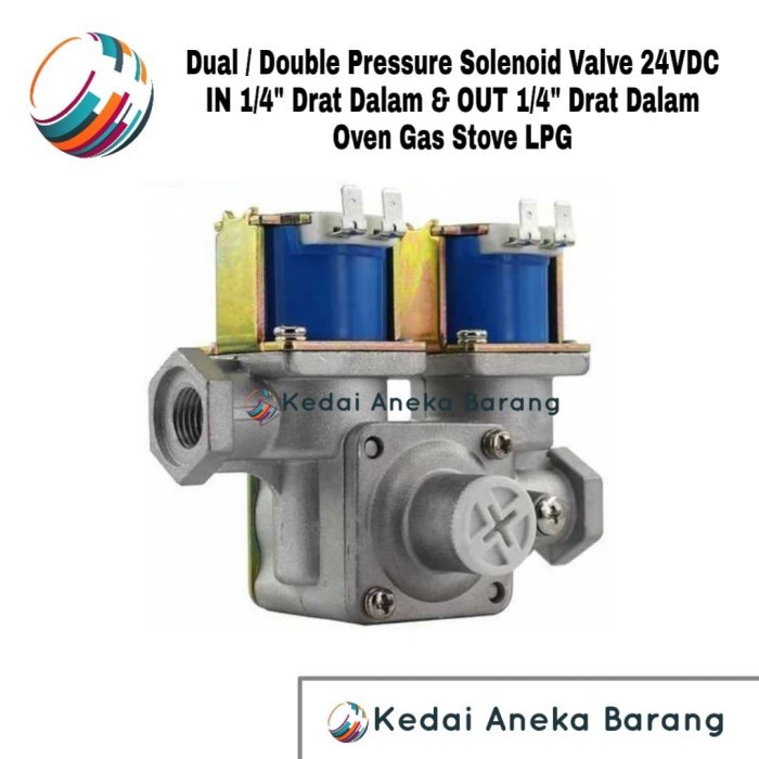 Jual Dual Double Pressure Solenoid Valve 24V DC Gas LPG Oven 1/4 Inch