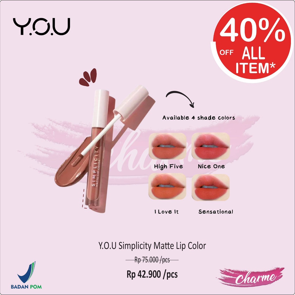 Jual (READY&ORI) Y.O.U YOU Simplicity Matte Lip Color Lipstik LipMatte ...