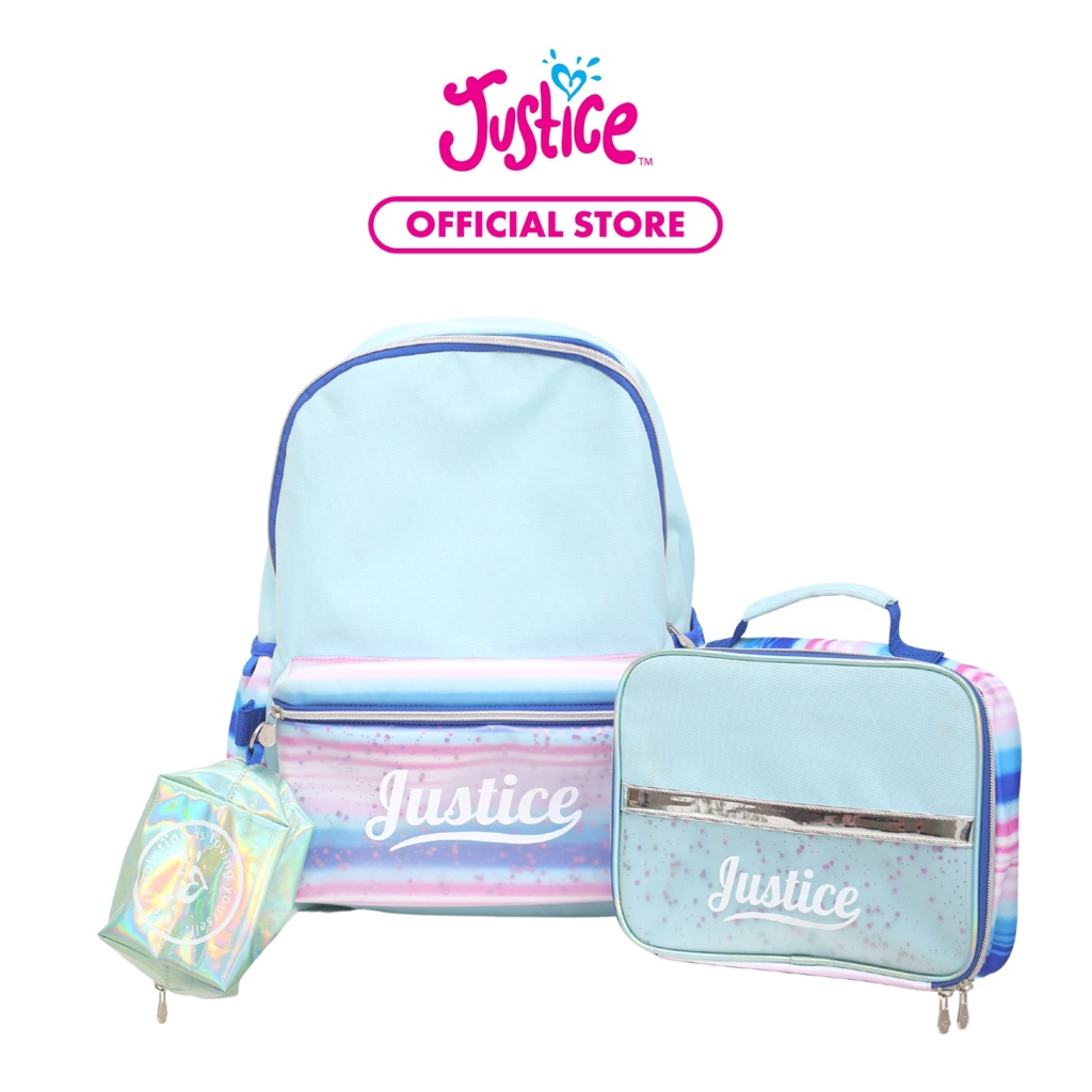 Jual Justice Shakey Glitter Backpack with Lunch Tote Tas Ransel Anak