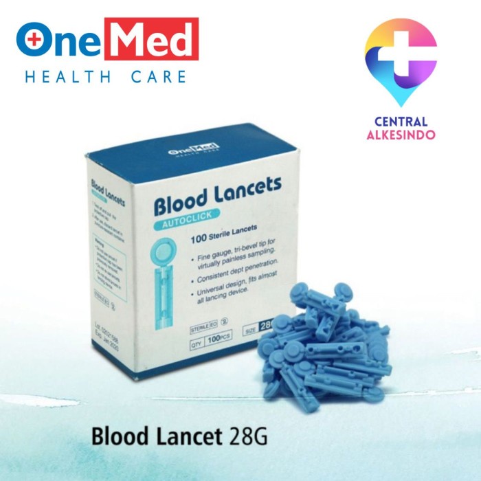 Jual Blood Lancet Autoclick 28G Onemed Jarum Steril Central Alkesindo ...