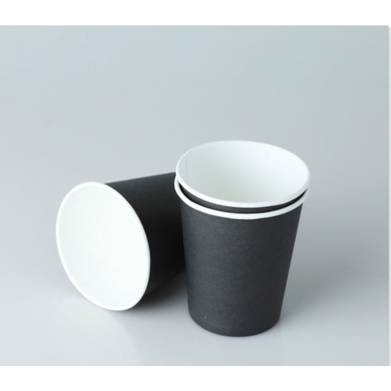 Jual Paper Cup tahan panas HITAM | 1pack=50pcs | 6oz, 8oz, 9oz | Shopee ...