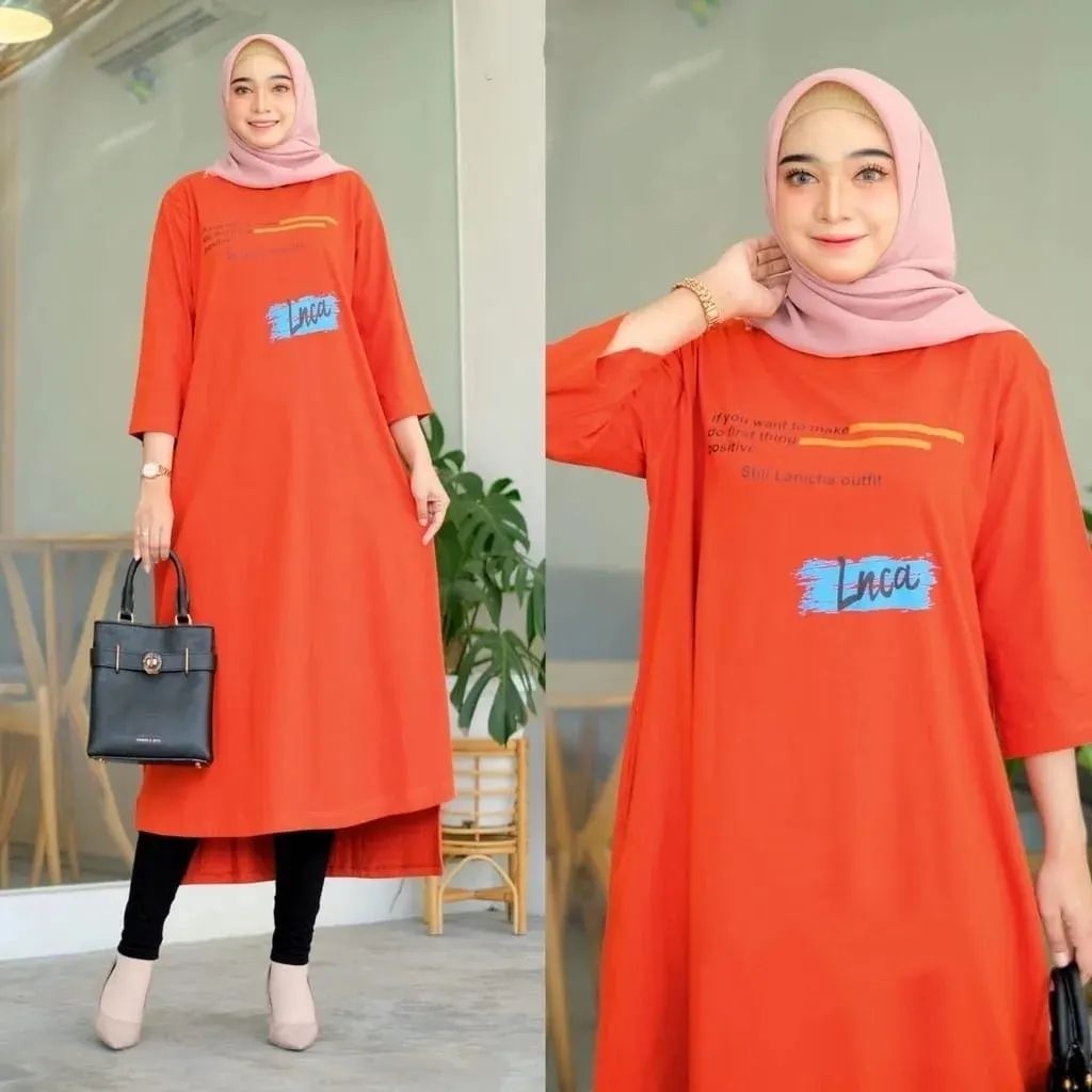 Jual Baju Fany Midi Dress Ukuran Jumbo Viral Aplikasi Sablon Bahan Combed Nocishop Shopee