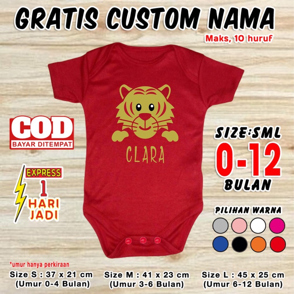 Baju Bayi TIGER GRATIS CUSTOM NAMA Set Pakaian Karakter Macan Jumper Baby  Harimau Jamper Laki Laki Jemper Perempuan Romper IMLEK Newborn Bulan