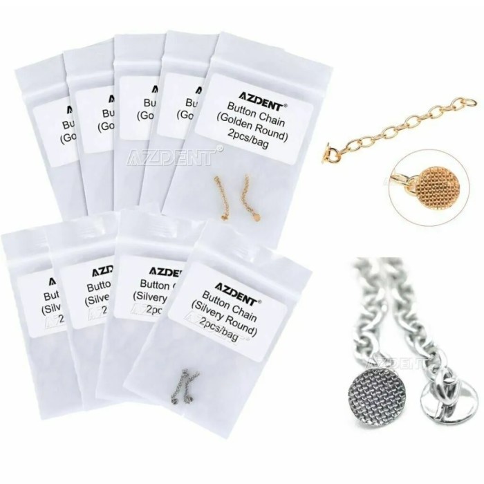 Jual Dental Button Chain Lingual Traction Golden Silver | Shopee Indonesia