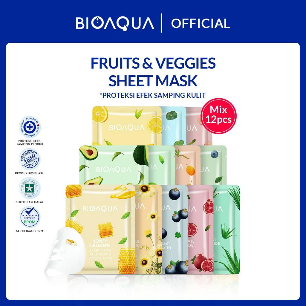 Jual [Paket] BIOAQUA Sheet Mask 12 pcs Brightening Moisturizing Skin