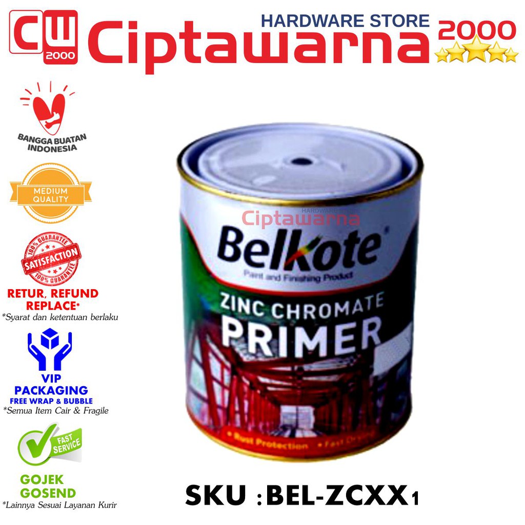 Jual Cat Zincromate Zinchcromate Zinc Chromate meni BELKOTE 1 KG Primer
