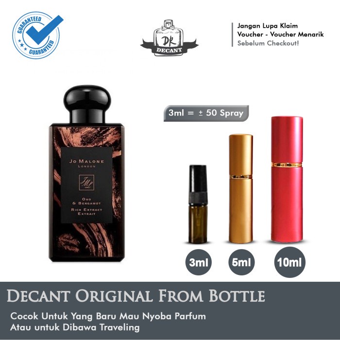 Jual DECANT Jo Malone Oud & Bergamot Rich Extract Extrait Original