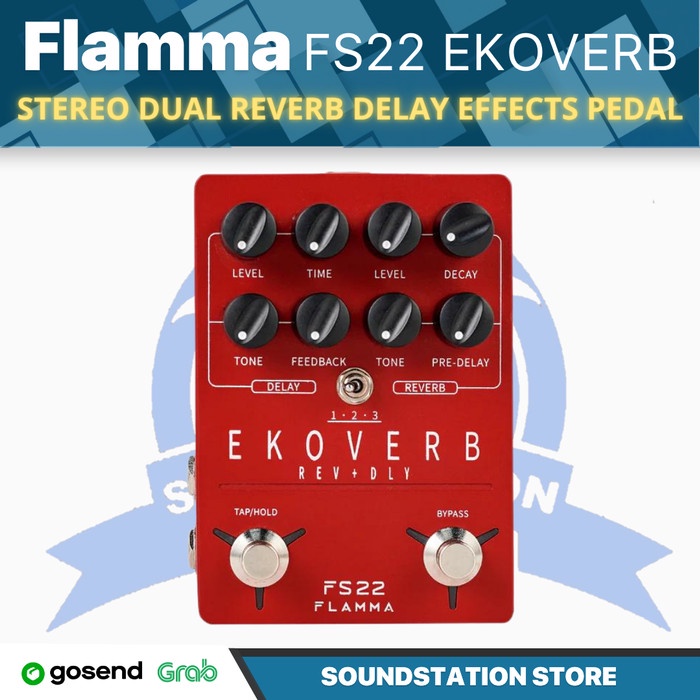 Jual FLAMMA FS22 Ekoverb Guitar Stereo Dual Reverb Delay Effects Pedal