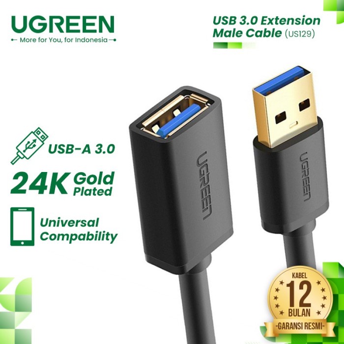 Jual UGREEN Kabel Extension USB Type A to A 3.0 50cm 1M 1,5M 2M 3M ...