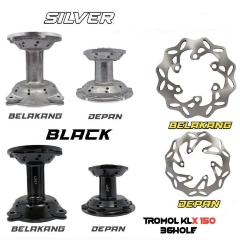 Jual Tromol Set Klx Depan Belakang Plus Cakram Lubang 36 Hole | Shopee ...