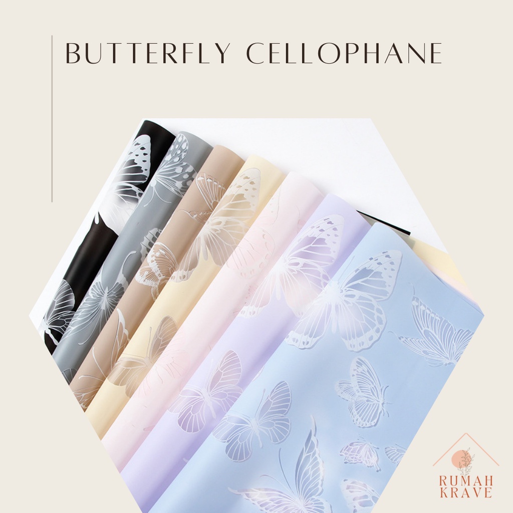 Jual RUMAH KRAVE Butterfly Cellophane Wrapping Paper Kertas Buket
