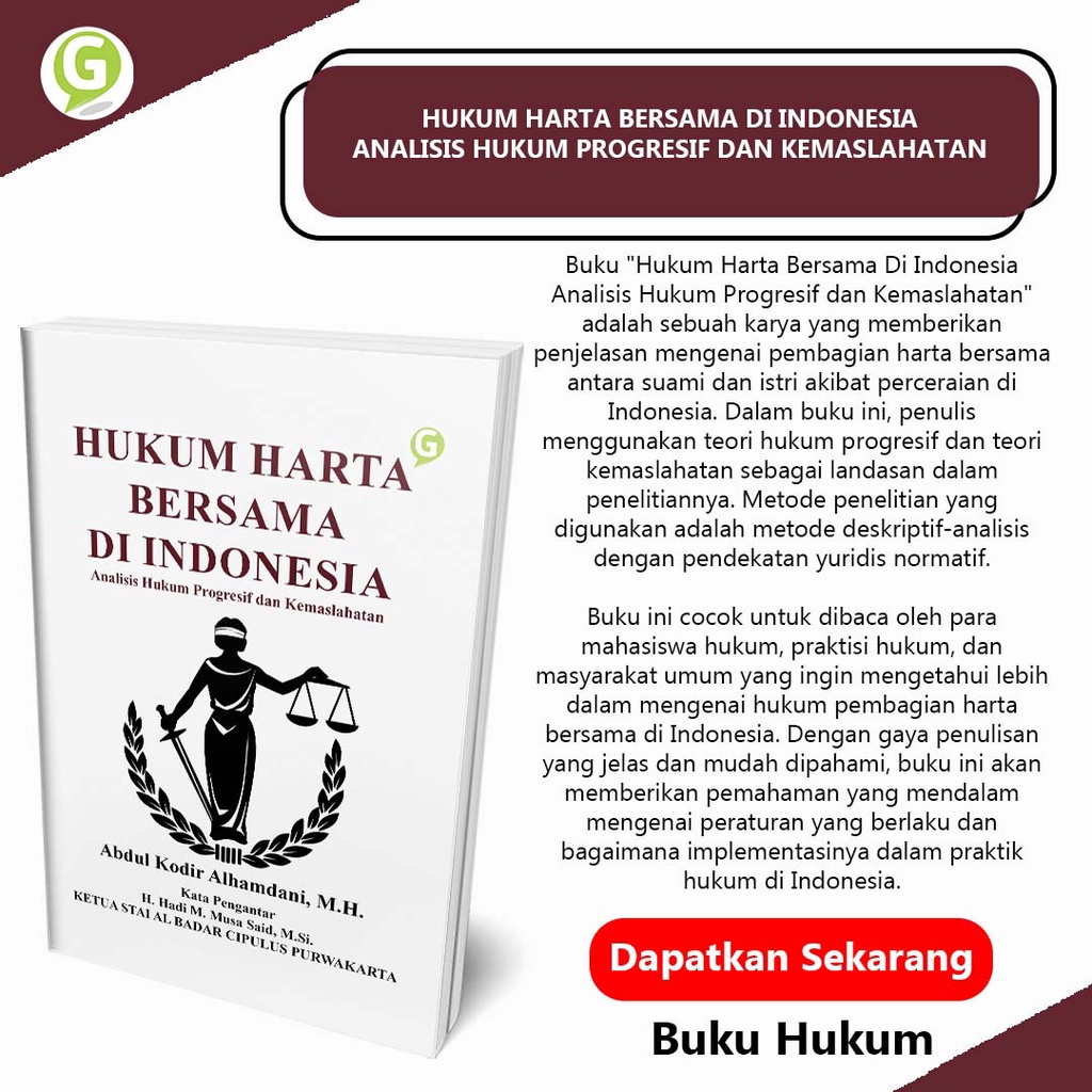 Jual Buku Hukum Harta Bersama Di Indonesia Analisis Hukum Progresif Dan ...