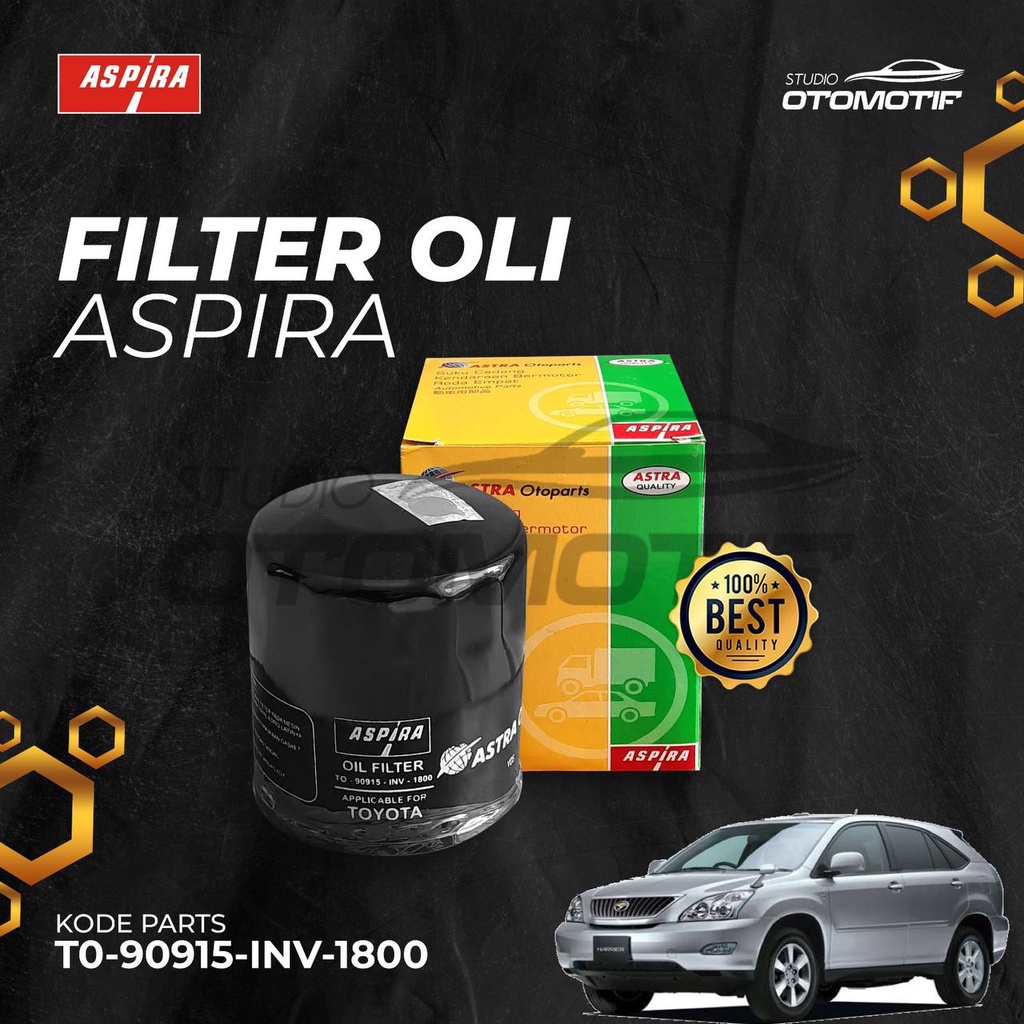 Jual ASPIRA FILTER OLI TOYOTA HARRIER TO-90915-INV OIL FILTER | Shopee ...