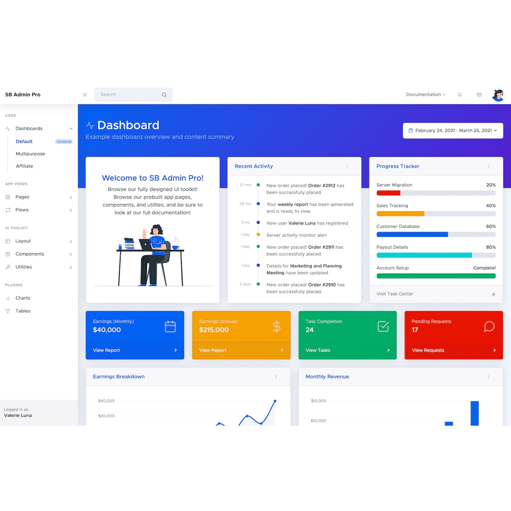 Jual Bootstrap 5 SB Admin Pro v2.0.4 Admin Dashboard HTML Template